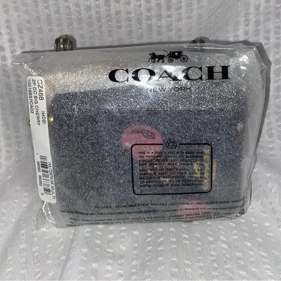 Coach Blue and Pink Wallet with Cherry Print - Picture 4 of 4